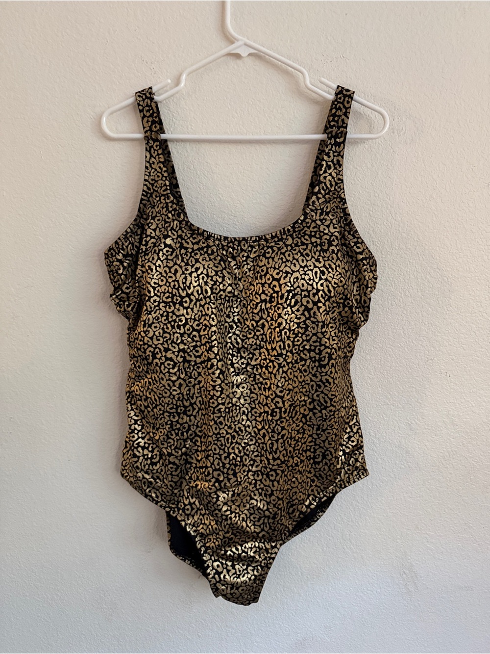 Swimsuits For All Metallic Leopard One-Piece Swimsuit - Gold and Black size 20